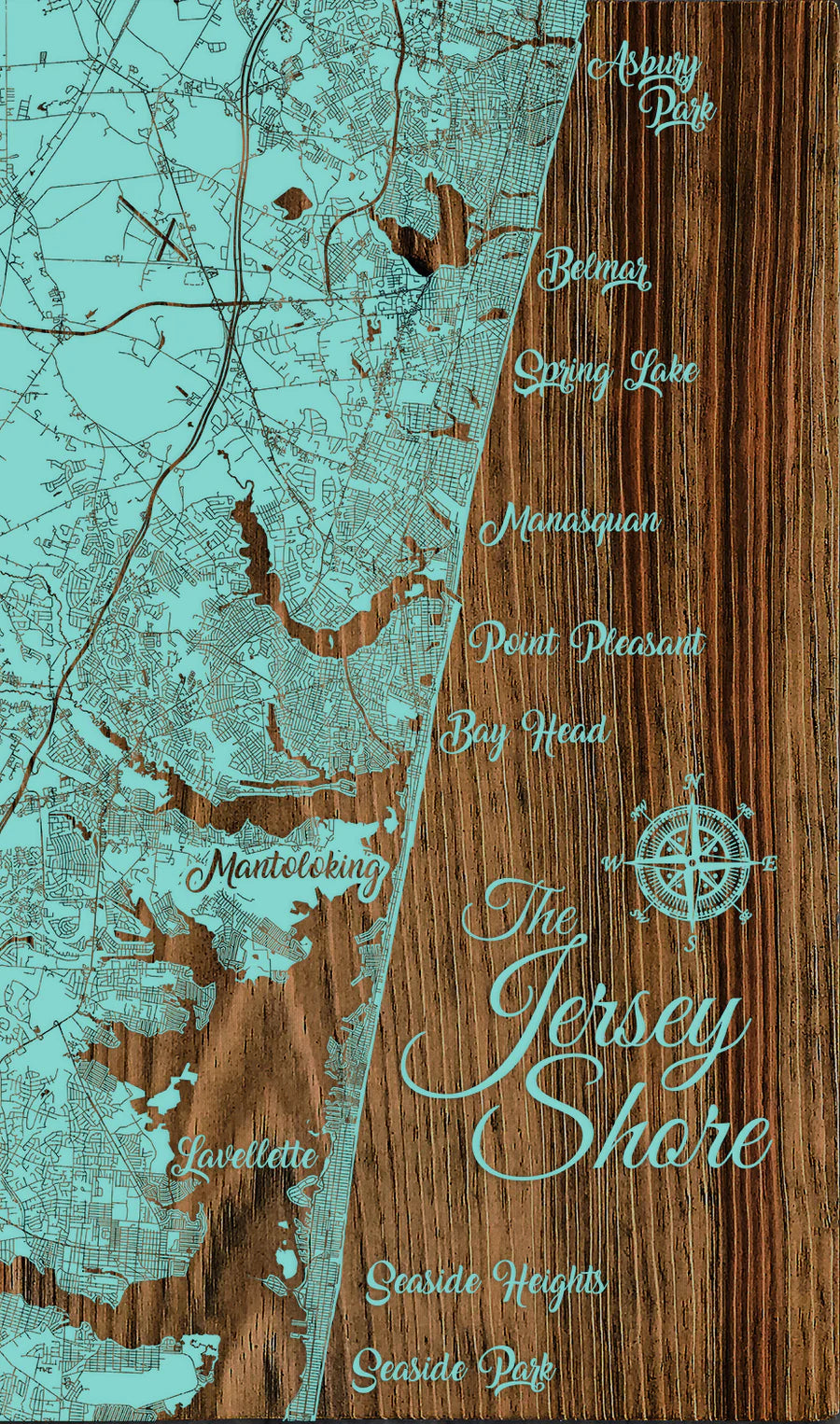 Carved Wood Map - Point Pleasant - 19x32