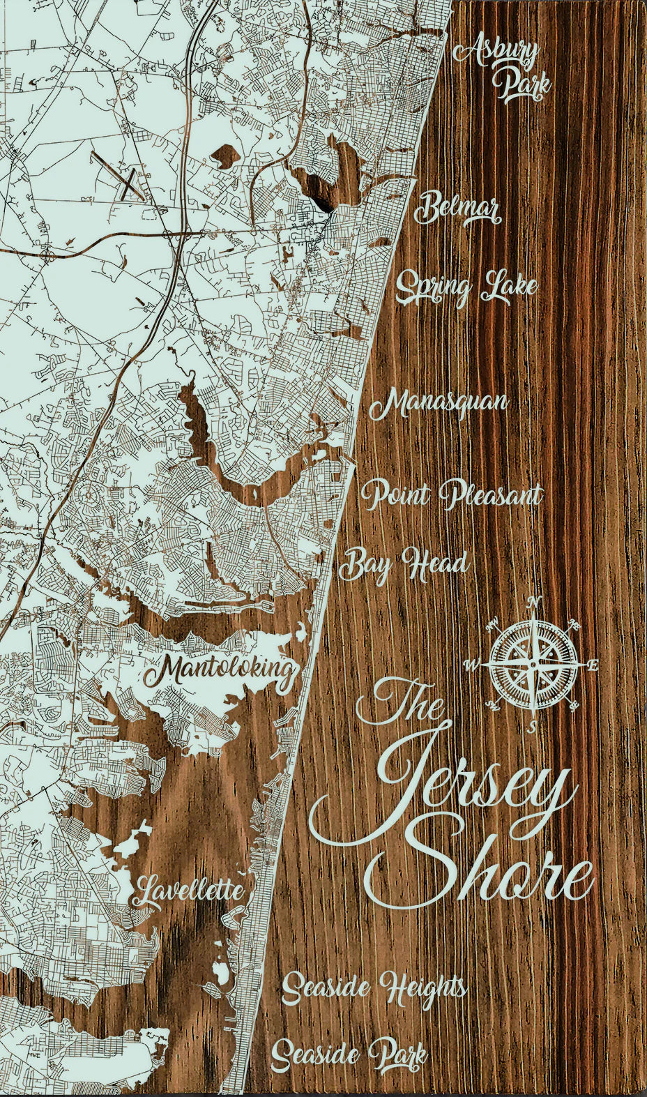 Carved Wood Map - Point Pleasant - 19x32