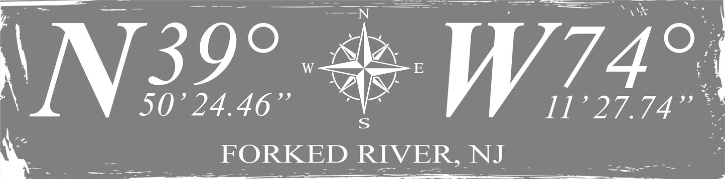 6"x24" - Nautical Coordinates Sign