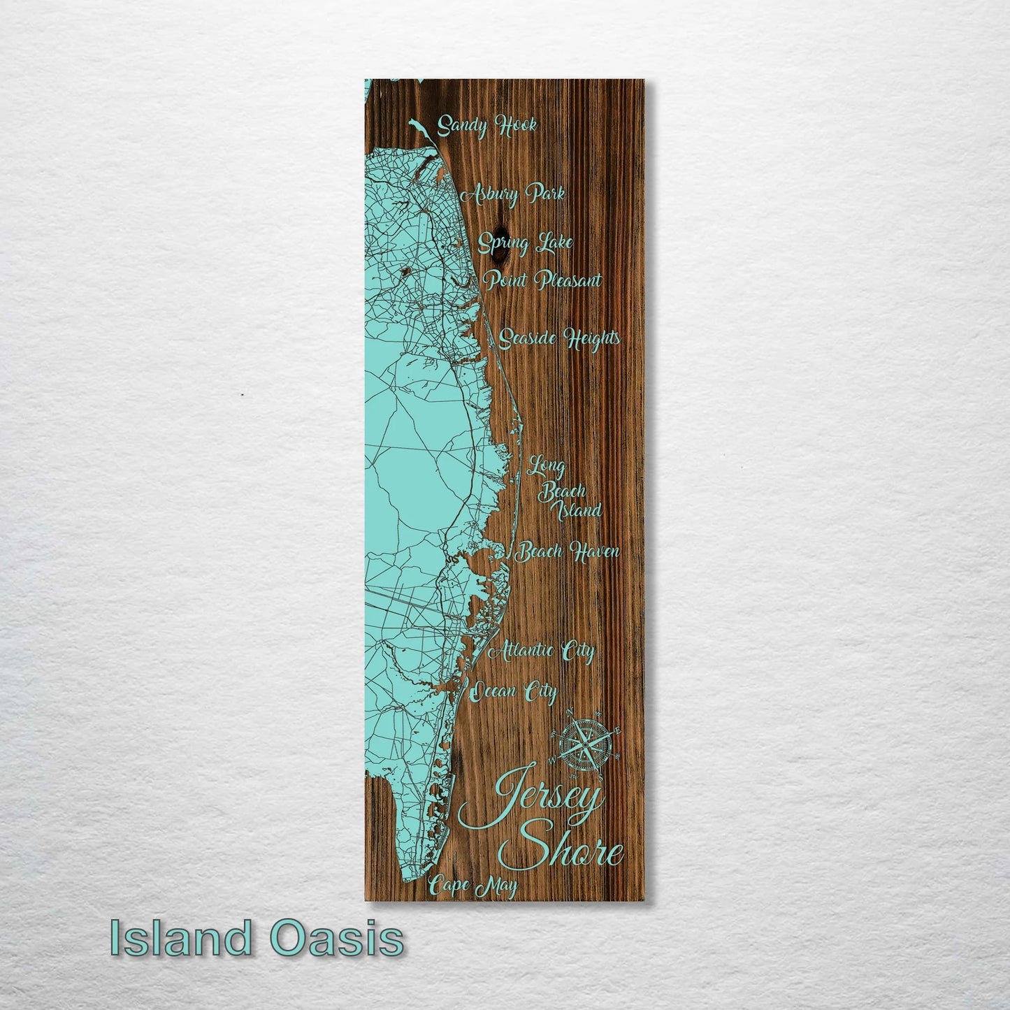 Carved Wood Map - The Jersey Shore - 15x46