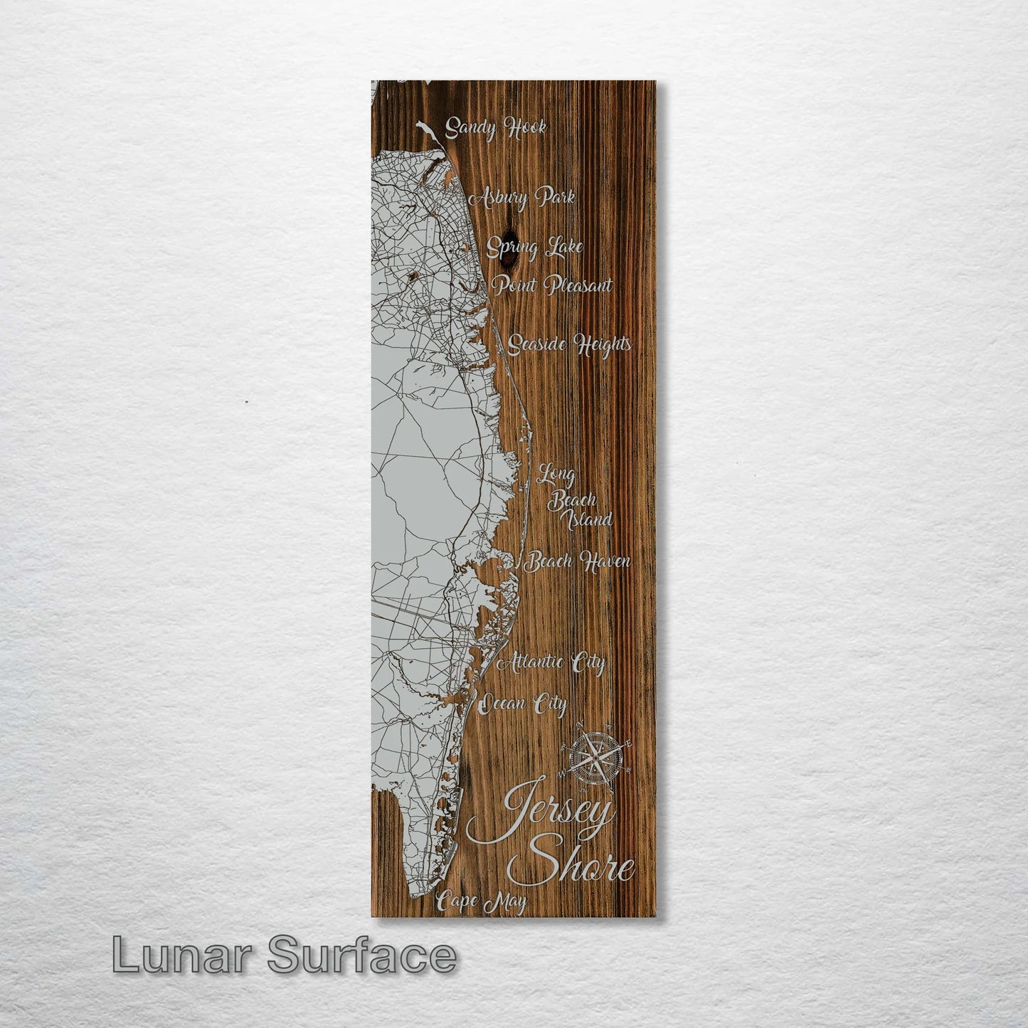Carved Wood Map - The Jersey Shore - 15x46