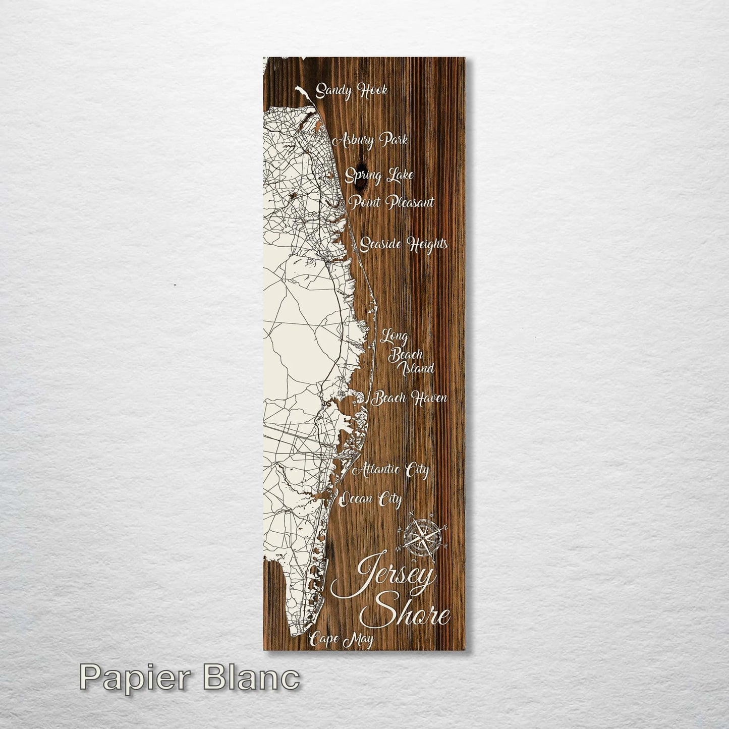 Carved Wood Map - The Jersey Shore - 15x46