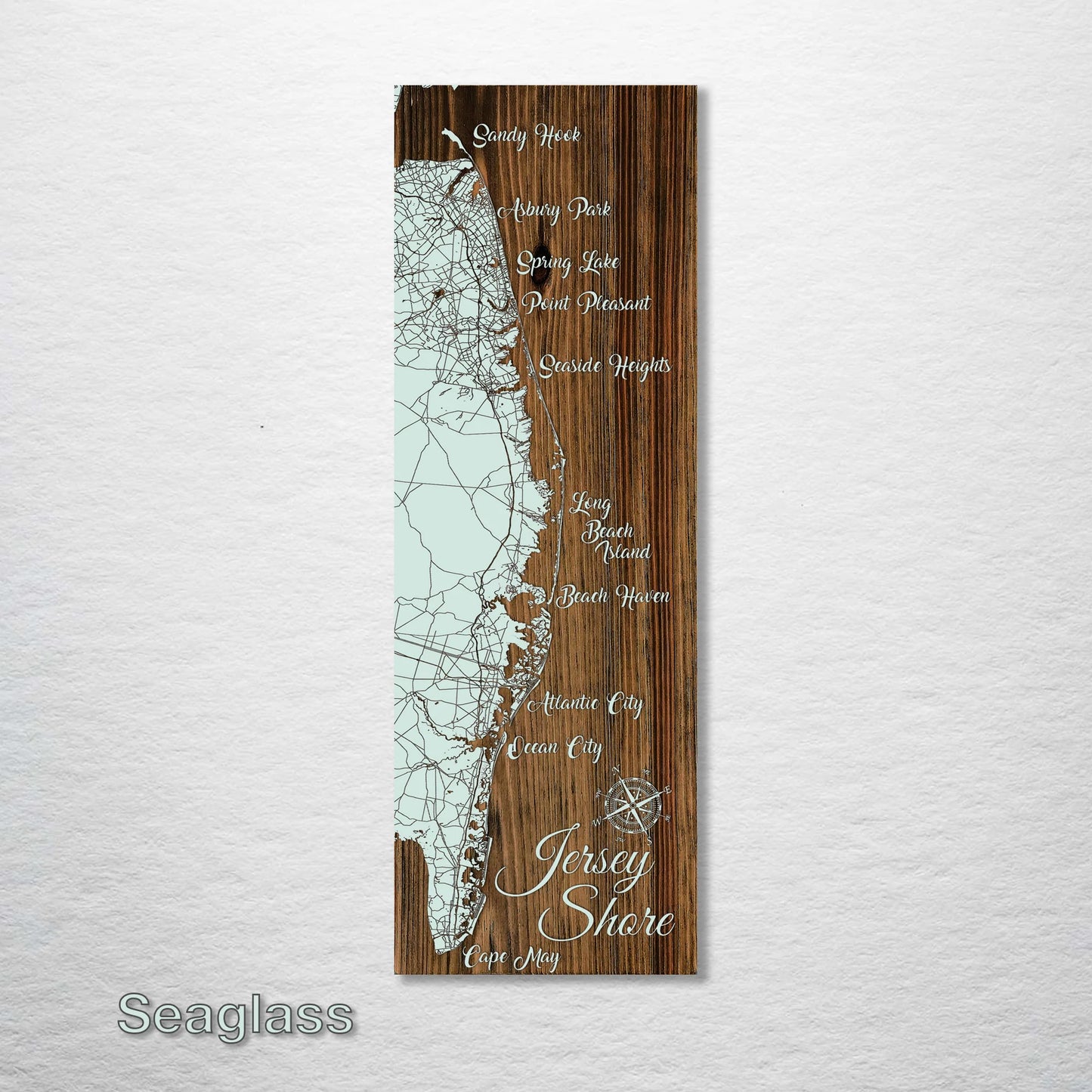 Carved Wood Map - The Jersey Shore - 15x46