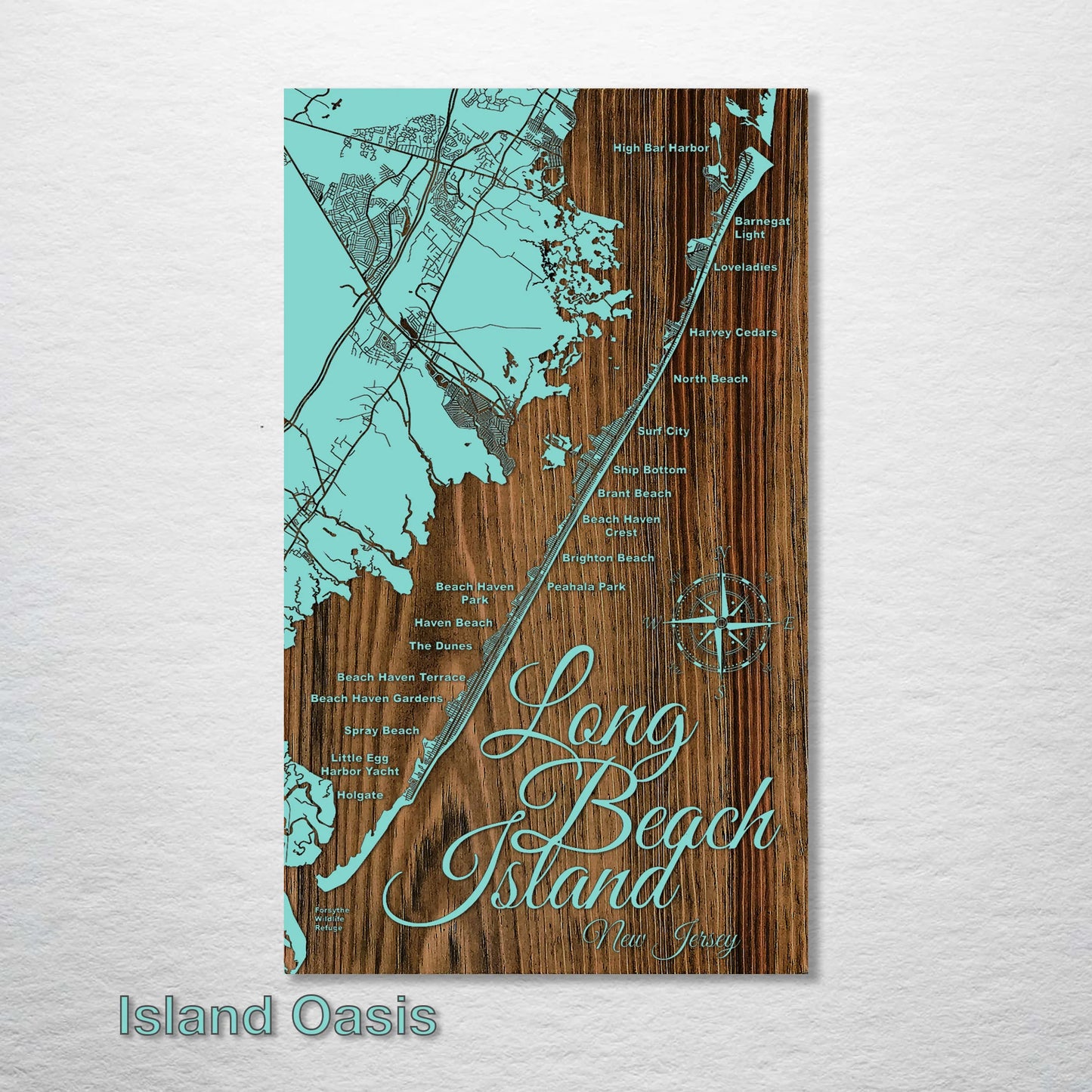Carved Wood Map - Long Beach Island