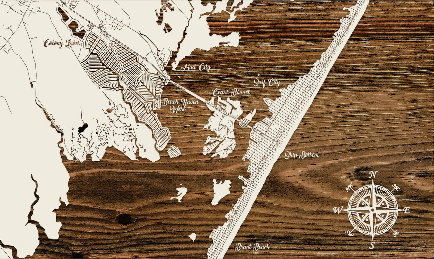 Carved Wood Map - Beach Haven West