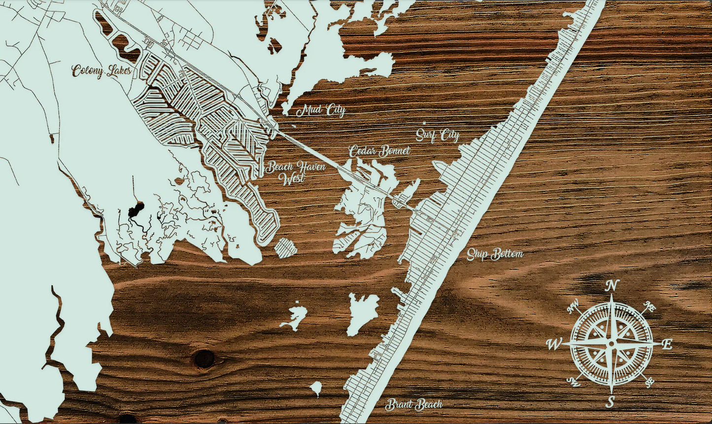 Carved Wood Map - Beach Haven West