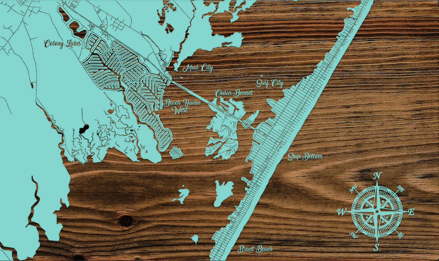 Carved Wood Map - Beach Haven West