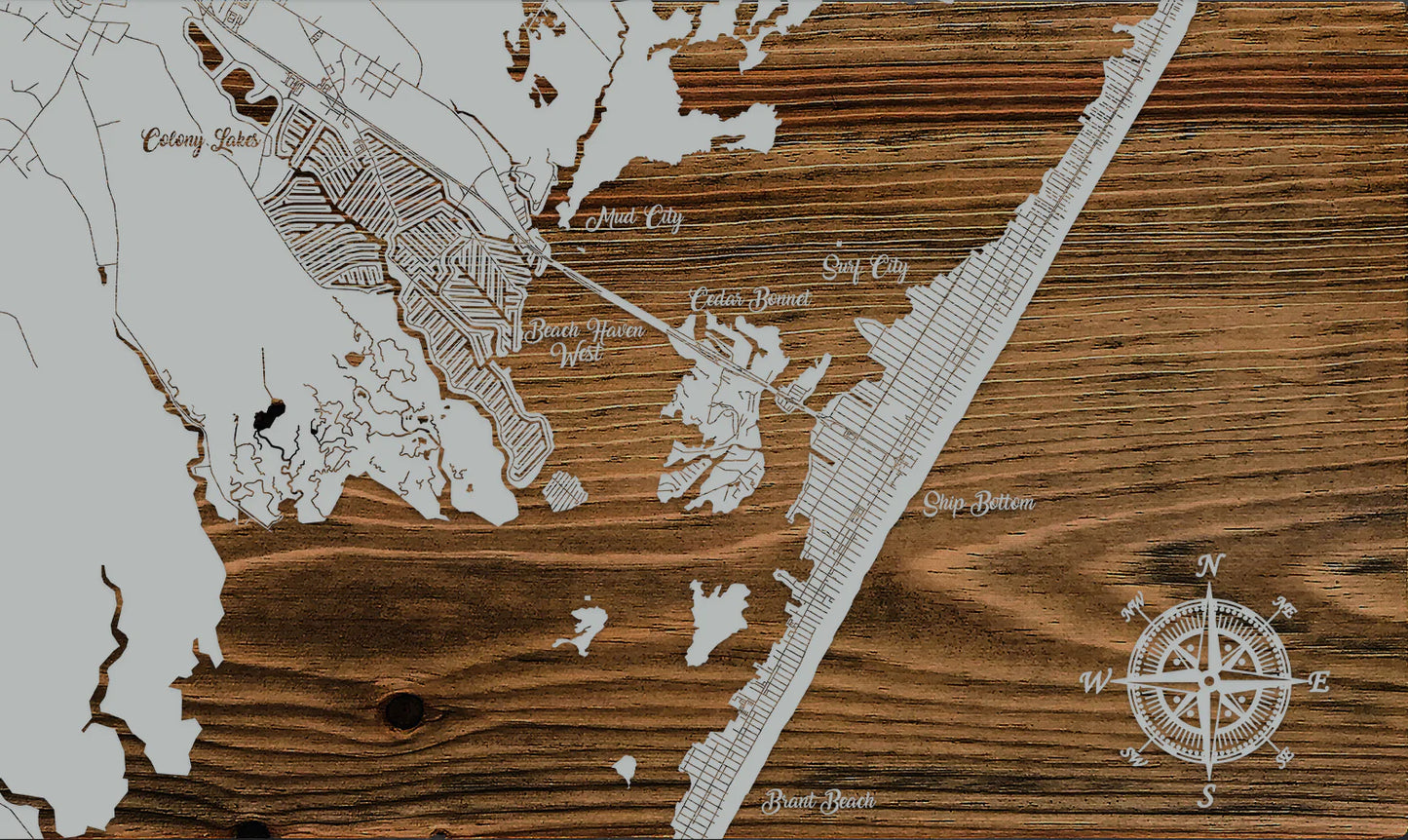 Carved Wood Map - Beach Haven West