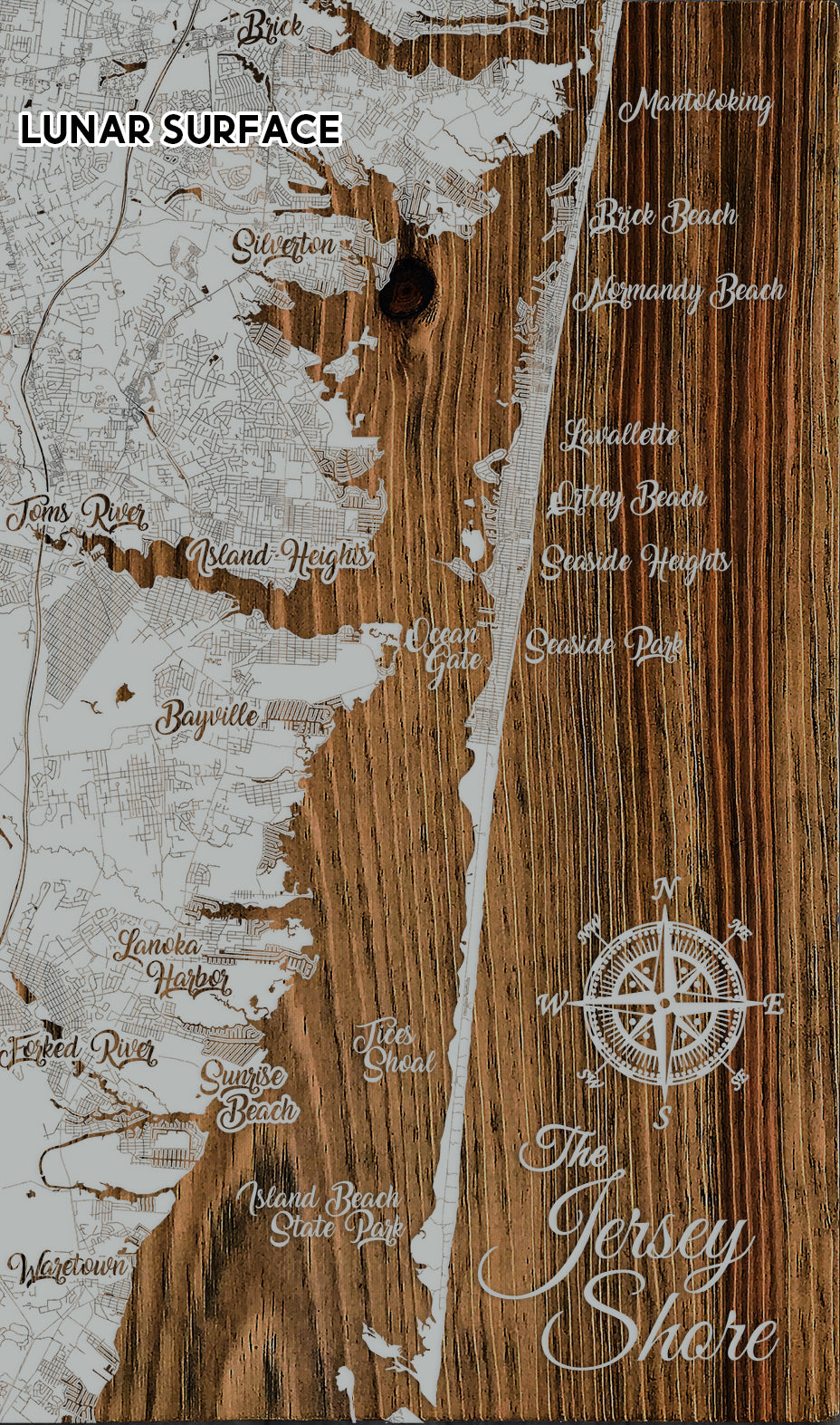 Carved Wood Map - Forked River - 19x32