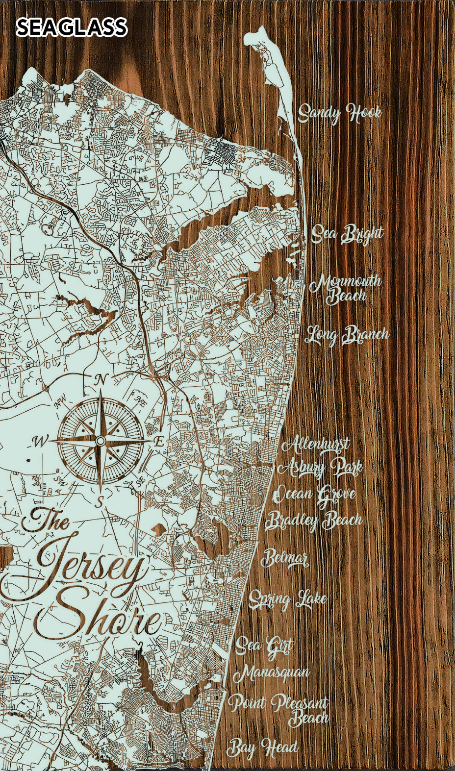 Carved Wood Map - Asbury Park - 19x32