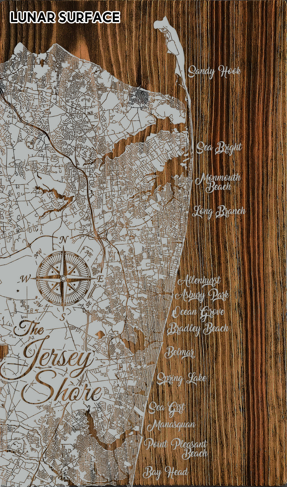 Carved Wood Map - Asbury Park - 19x32