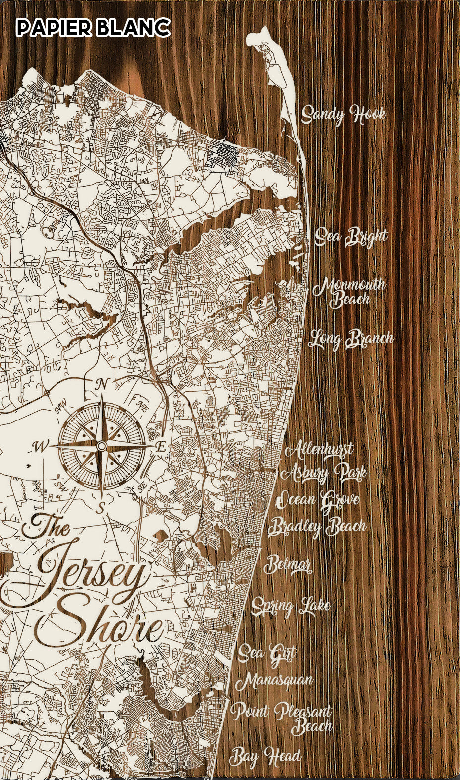 Carved Wood Map - Asbury Park - 19x32