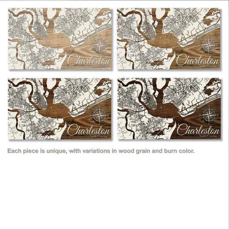 Carved Wood Map - Forked River - 19x32