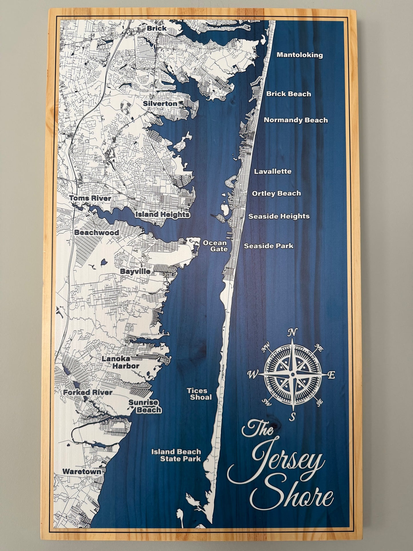 Carved Wood Map - Forked River - 15"x25"